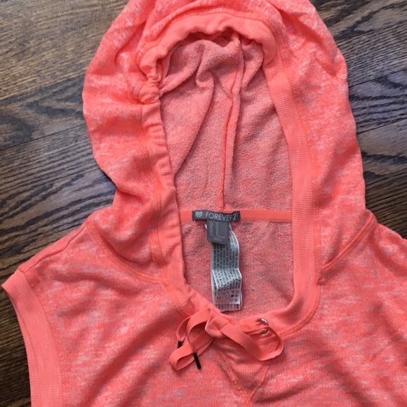 Forever 21 Bright Orange Sleeveless Hoodie - Picture 4 of 7